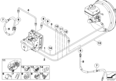 Трубопровод тормозного привода Пд для BMW E71 X6 30dX M57N2 (схема запасных частей)