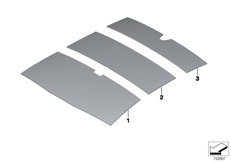 Звукоизоляция крыши для BMW F07N 550i N63N (схема запчастей)