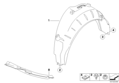 Облицовка задней колесной ниши для BMW E91N 335xi N54 (схема запасных частей)