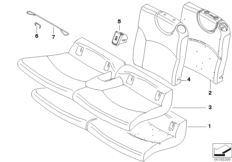 Набивка и обивка базового сиденья Зд для BMW R57N Coop.S JCW N18 (схема запасных частей)