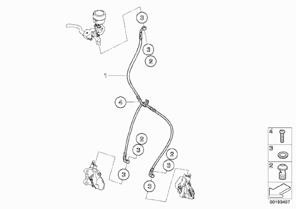 Тормозной трубопровод Пд без ABS для MOTO K73 F 800 R (0217,0227) 0 (схема запчастей)