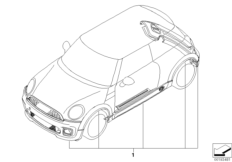 Аэродинамический пакет JCW Blackband для BMW R56 Coop.S JCW N14 (схема запасных частей)