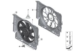 Кожух вентилятора-дополнительн.элементы для BMW E90 330xd M57N2 (схема запасных частей)
