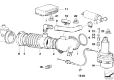 Корпус пусковой заслонки - система ASC для BMW E34 540i M60 (схема запасных частей)