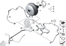 Вакуумный усилитель тормозов для BMW F01 740i N54 (схема запасных частей)