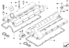 Крышка головки блока цилиндров для BMW E65 740d M67 (схема запасных частей)