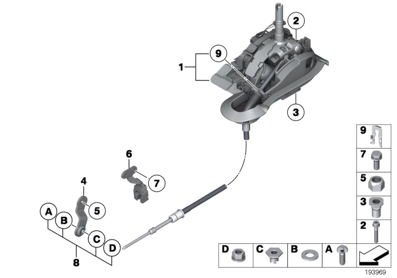 Механизм ПП стептроник АКПП для BMW E89 Z4 23i N52N (схема запчастей)