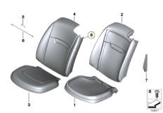 Набивка и обивка передн.сиденья для BMW RR2N Drophead N73 (схема запасных частей)