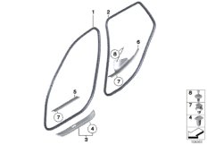 Защитная окантовка/накладка порога для BMW E84 X1 28iX N20 (схема запасных частей)