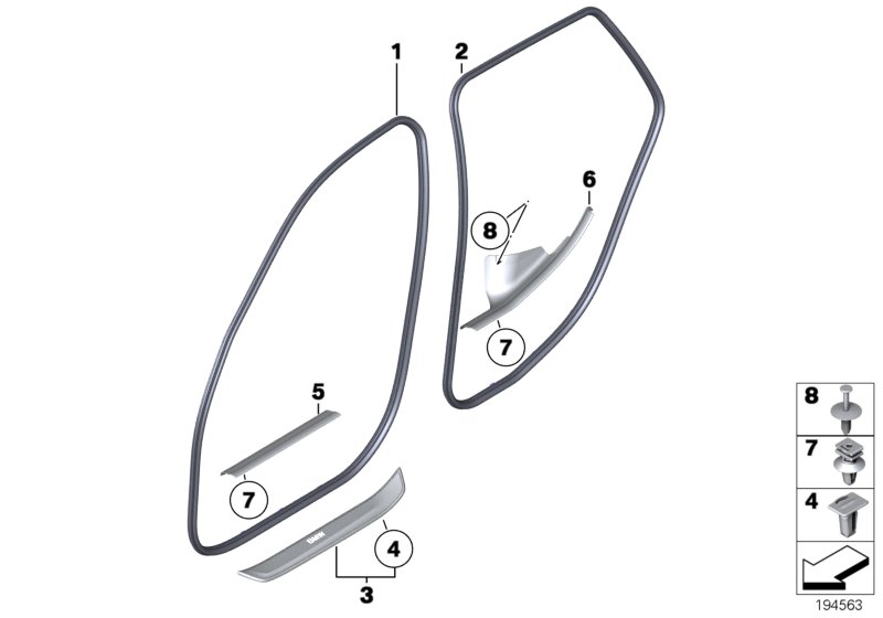 Защитная окантовка/накладка порога для BMW E84 X1 16i N20 (схема запчастей)