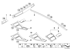 Декоративные планки satin-silber для BMW E92N 335xi N55 (схема запасных частей)