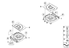 Детали центрального НЧ-динамика для BMW E60 530d M57N (схема запасных частей)