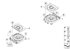 Детали центрального НЧ-динамика для BMW E63N 650i N62N (схема запасных частей)