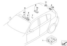 Различн.освет.прборы/коробка запасн.ламп для BMW E81 130i N52N (схема запасных частей)