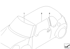 Остекление для BMW R57N Cooper D 2.0 N47N (схема запасных частей)