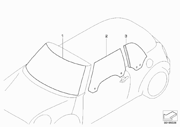 Остекление для MINI R57 Cooper S N14 (схема запчастей)