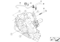Крепление/ система вентиляции КПП для BMW E71 X6 30dX M57N2 (схема запасных частей)