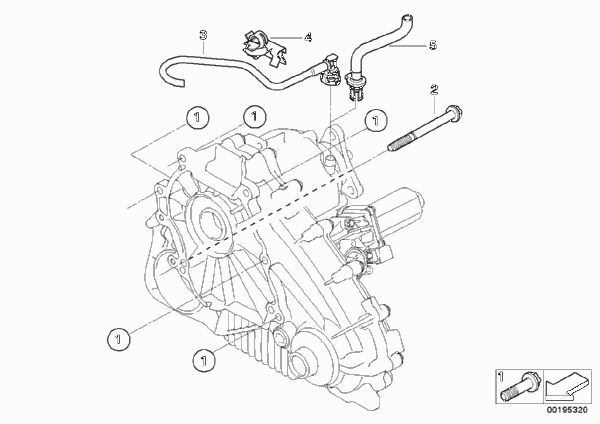 Крепление/ система вентиляции КПП для BMW E70 X5 4.8i N62N (схема запчастей)