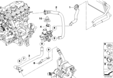 Шланги автоном.сист.отпления для BMW E91 320d M47N2 (схема запасных частей)