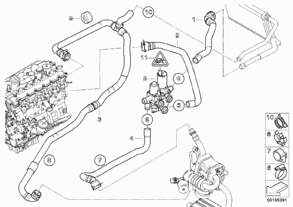 Шланги автоном.сист.отпления для BMW E91N 335d M57N2 (схема запчастей)