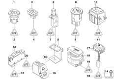 Различные переключатели для BMW E87N 118i N46N (схема запасных частей)