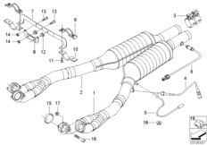 Катализатор/передний доп.глушитель для BMW E39 M5 S62 (схема запасных частей)