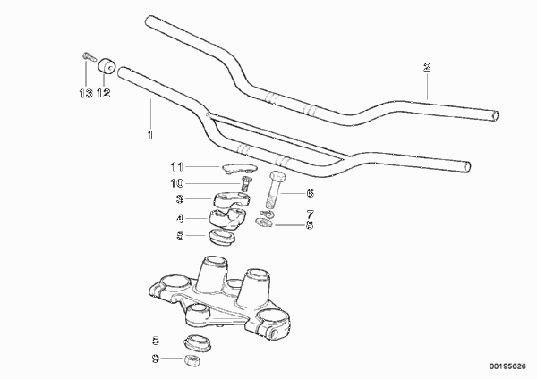 Руль/крепление для MOTO E169 F 650 94 (0161) 0 (схема запчастей)
