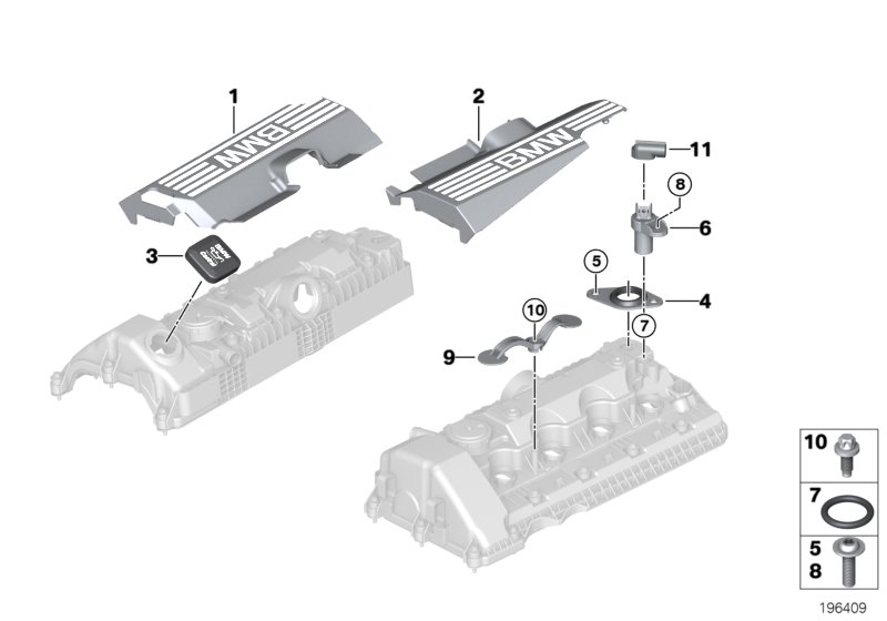 Крышка головки блока цилиндров/доп.эл. для BMW E63 650i N62N (схема запчастей)