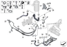 Маслопроводы гидроусилителя рул.управл. для BMW E71 X6 35iX N54 (схема запасных частей)