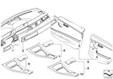Индивидуальные деревянные накладки для BMW E90N 316d N47N (схема запасных частей)