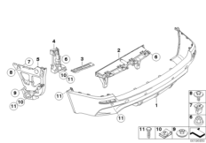 Облицовка M Зд для BMW E70 X5 M S63 (схема запасных частей)