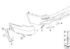 Облицовка M, декор.элементы Зд для BMW E70 X5 M S63 (схема запасных частей)