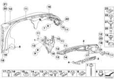 Переднее крыло M/дополнительные элементы для BMW E70 X5 M S63 (схема запасных частей)