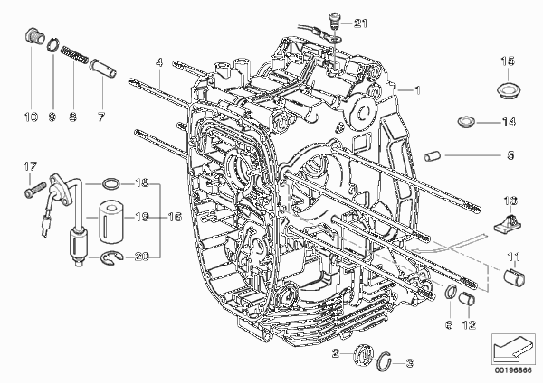 Картер двигателя для MOTO K29 R 1200 S (0366,0396) 0 (схема запчастей)