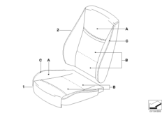 Инд. обивка базового сиденья Пд LC для BMW E91N 335xi N55 (схема запасных частей)