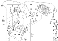 Система нейтрализации ОГ, охлаждение для BMW E84 X1 23dX N47S (схема запасных частей)