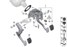 Педальный механизм с возвратн.пружиной для BMW E92N 325xi N52N (схема запасных частей)