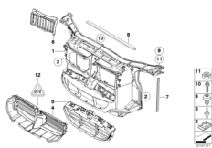 Передок/управление заслонкой охлаждения для BMW E92N 320d N47N (схема запасных частей)