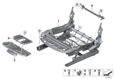 Каркас подушки переднего сиденья для BMW E89 Z4 35i N54 (схема запасных частей)