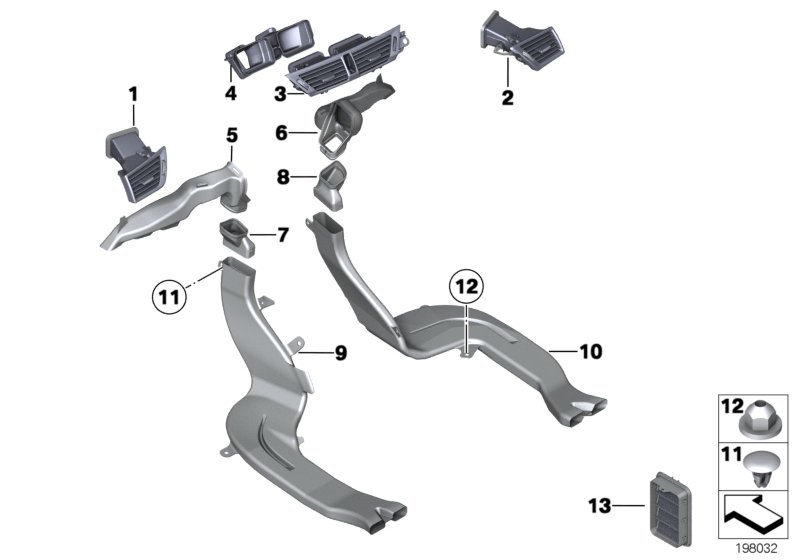 Воздуховод для BMW E84 X1 20i N20 (схема запчастей)