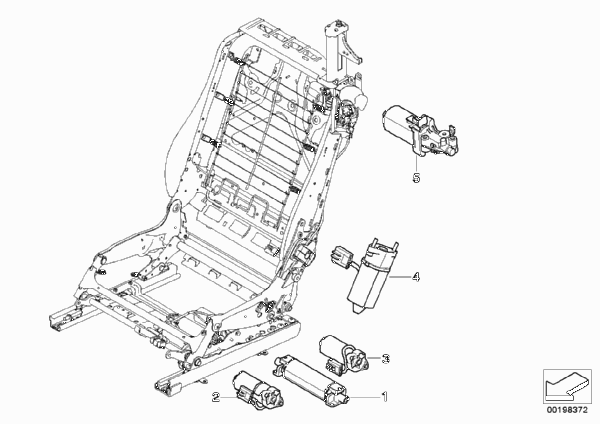 Сиденье Пд, э/оборудование и приводы для BMW E93 335i N54 (схема запчастей)