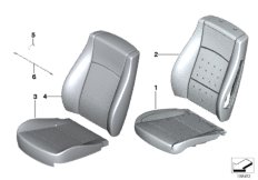 Набивка и обивка базового сиденья Пд для BMW E84 X1 20d N47N (схема запасных частей)