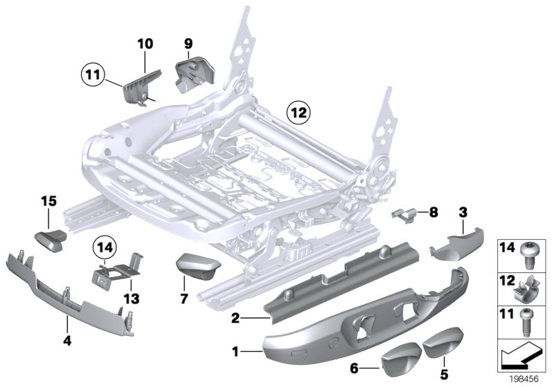 Сиденье Пд накладки сиденья для BMW E84 X1 20d N47 (схема запчастей)