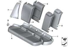 Набивка и обивка базового сиденья Зд для BMW E84 X1 20dX N47 (схема запасных частей)