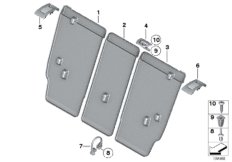 Накладки подушки заднего сиденья для BMW E84 X1 20dX N47 (схема запасных частей)