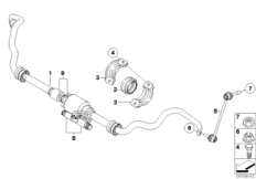 Стабилизатор Пд/Dynamic Drive для BMW E70 X5 3.0sd M57N2 (схема запасных частей)
