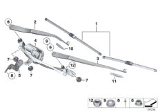 Система стеклоочистителя для BMW RR4 Ghost N74R (схема запасных частей)