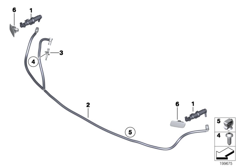 система омывателей фар для BMW RR5 Wraith N74R (схема запчастей)
