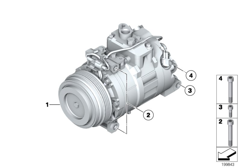 Компрессор кондиционера/дополн.элементы для BMW RR4 Ghost N74R (схема запчастей)