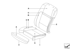 Инд.обивка сиденья пов.комфорт.кожа для BMW E71 X6 30dX N57 (схема запасных частей)